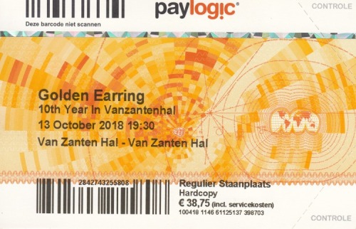 Golden Earring show ticket October 13 2018 Nieuw-Vennep - Van Zantenhal